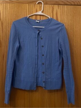 GAP 100% Cotton Periwinkle Button-Front Crewneck Cardigan